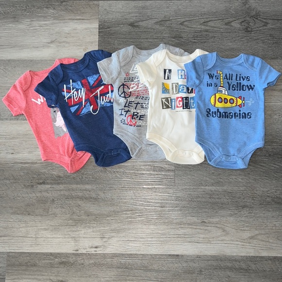 Lyrics by Lennon & McCartney Other - Set of The Beatles onesies, EUC